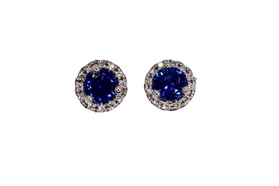 GIA Certified Ceylon Sapphires and Diamond Studs