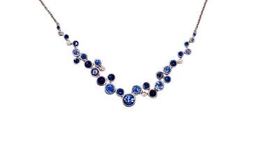 Custom made Sapphires, Tanzanites, and Diamond necklace in 18KWG