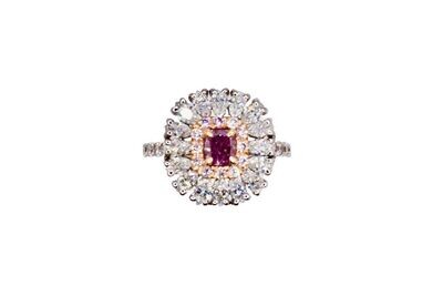 Natural Fancy Purple Pink and White Diamond Ring in 18KWG