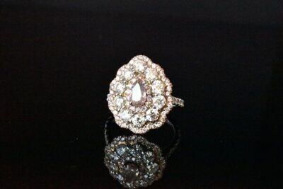 Natural Fancy Brownish Pink and White Diamond Ring in 18KWG