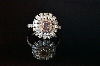 Natural Fancy Purple Pink and White Diamond Ring in 18KWG