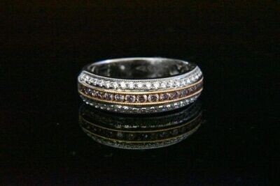 Natural Pink and White Diamond Band in 18KWG