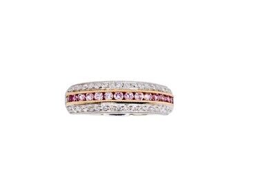 Natural Pink and White Diamond Band in 18KWG