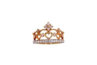 Natural Pink and White Diamonds Crown ring in 18KRG