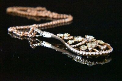 Natural Yellow and White Diamonds Pendant in 18KRG