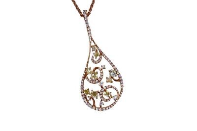 Natural Yellow and White Diamonds Pendant in 18KRG