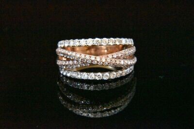 Natural Pink and White Diamond Band in 18KRG