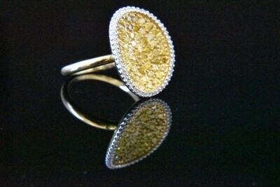 Natural Yellow and White Diamonds Ring in 18KYG