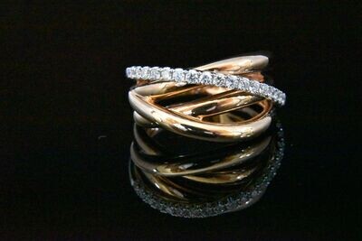 Right hand Ring with Diamonds in 18KRG – White Diamonds: 0.30ct