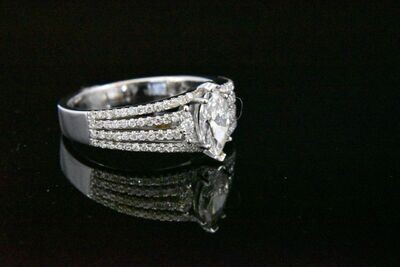 Semi-Mount Engagement ring with Diamonds in 18KWG – White Diamonds: 0.34ct