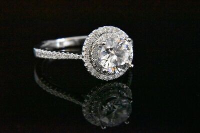 Semi-Mount Engagement ring with Diamonds in 18KWG – White Diamonds: 0.68ct