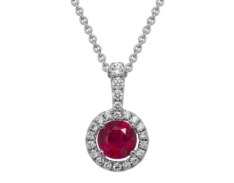 14KWG Necklace with Ruby and Diamonds