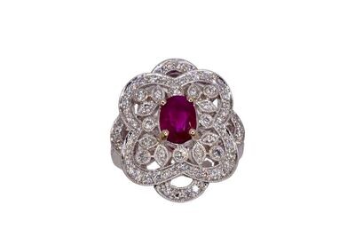 GIA Certified Burmese Ruby Ring in 18KWG – White Diamonds: 1.02ct