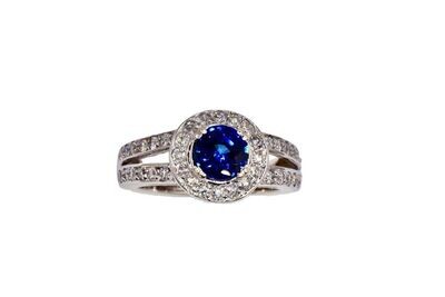 Sapphire and Diamonds Ring in 14KWG