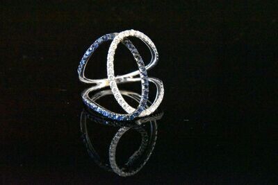 Diamond and Sapphire Ring in 14KWG – White Diamonds: 0.39ct