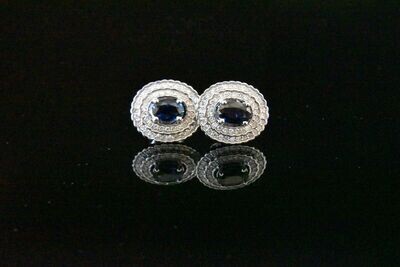 Diamond and Sapphire Earrings in 14KWG – White Diamonds: 1.00ct
