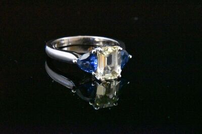 Diamond and Sapphire Ring in 18KWG – Yellow Sapphire: 2.10ct