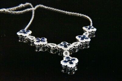 Diamond Pendant with sapphires in 18KWG – White Diamonds: 0.51Ct