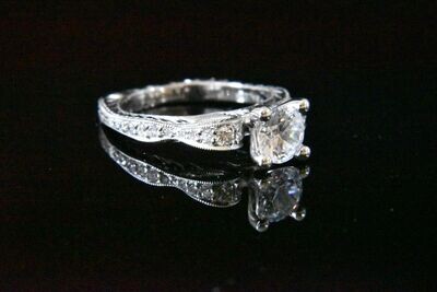 Semi-Mount Engagement ring with Diamonds in 14KWG – White Diamonds:0.46ct