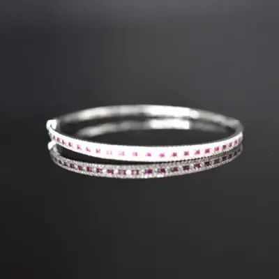 Diamonds and Rubies Bangle bracelet in 14KWG