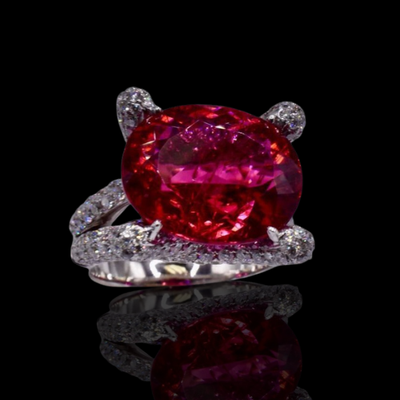 18KWG Diamond and Spinel Ring
