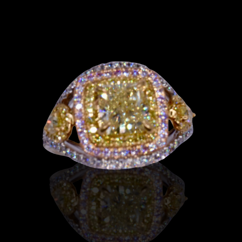 18KWG Natural Colored Diamonds Ring