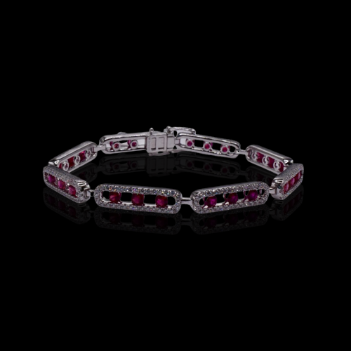 18KWG Diamonds and Ruby Bracelet
