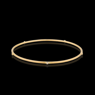 22KYG Thin Hammered Bangle with Diamonds