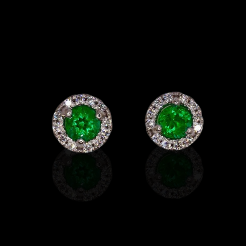 Custom Platinum and Columbian Emerald Studs