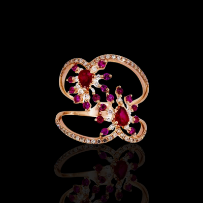 Diamond and Ruby Ring in 14KRG – White Diamonds: 0.34ct
