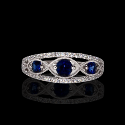 Diamond and Sapphire Band in 14KWG