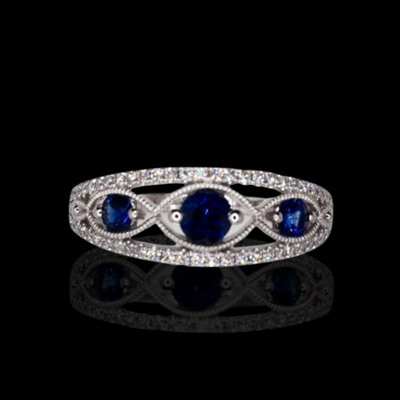 Diamond and Sapphire Band in 14KWG