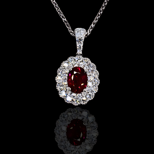 14KWG Necklace with Ruby and Diamonds