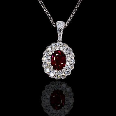 14KWG Necklace with Ruby and Diamonds