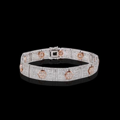 Diamond Bracelet in 14KTT - White Diamonds: 3.20ct