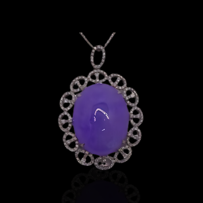 Diamond Pendant with Jade in 18KWG – White Diamonds: 1.15Ct