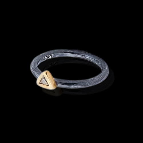 Geometry Ring in 24K and Oxidized Silver