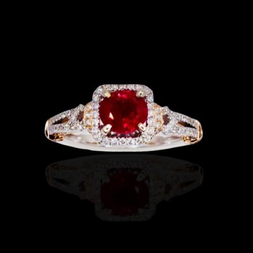 GIA Certified Burmese Ruby with Diamonds | 18KTT Ring