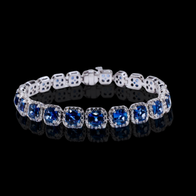 GIA Certified Ceylon Sapphire Bracelet in 18KWG