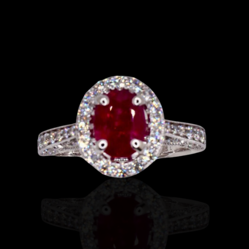 GIA Certified Burmese Ruby with Diamonds in 18KWG