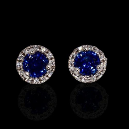 GIA Certified Ceylon Sapphires and Diamond Studs