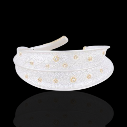 Machka Park Open Cuff Bracelet in 24KYG and Sterling Silver with Diamonds