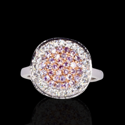 Natural Pink and White Diamond Ring in 18KWG