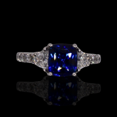 Sapphire and Diamonds ring in 14KWG