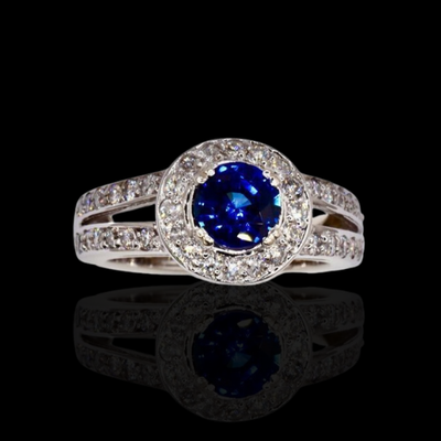 Sapphire and Diamonds Ring in 14KWG