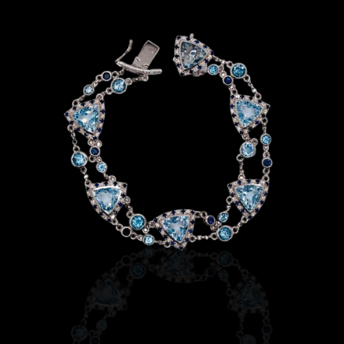 Sapphires, Topaz, and Diamonds Bracelet in 14KWG from Sophia by Design