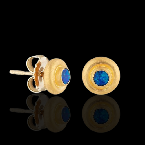 Sloane Earrings in 24K Gold and Opal Doublet
