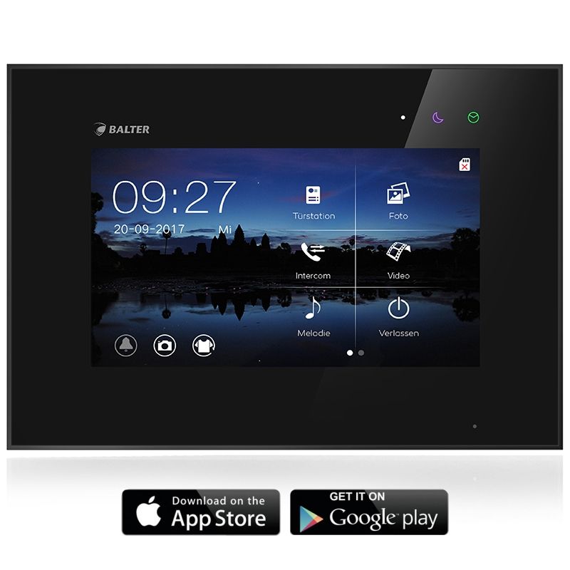 EVO-7M-WIFI-BLACK – BALTER EVO 7" Video Türsprechanlage Innenstation WLAN App Schwarz