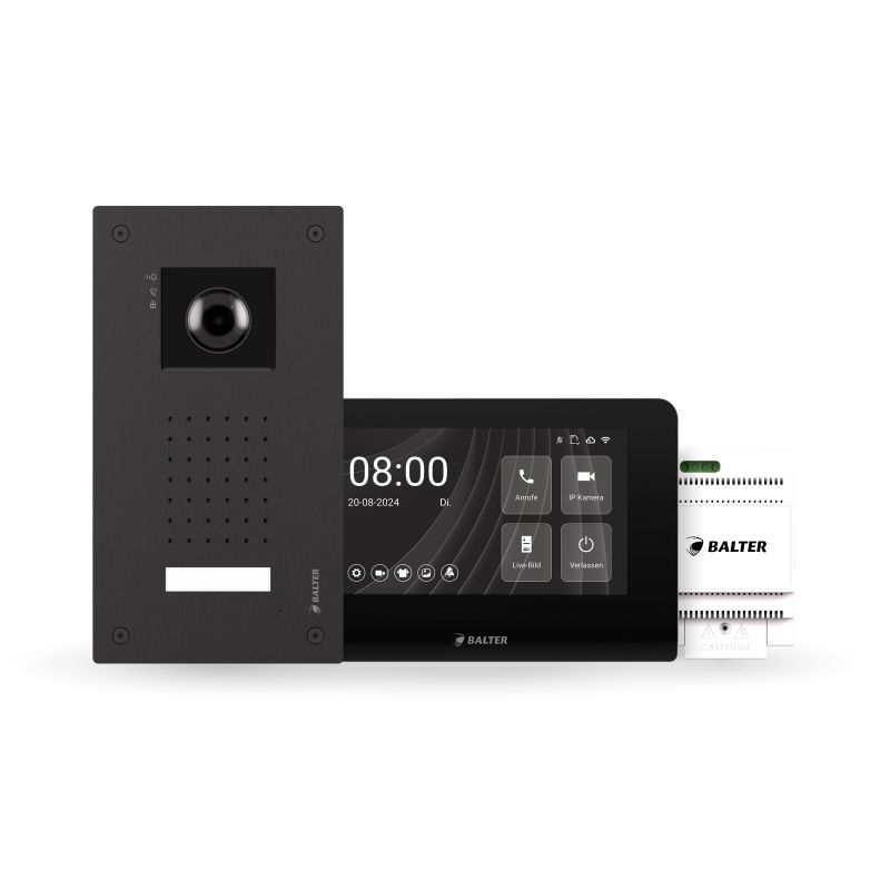 ENTRI-L-SET-BLACK – BALTER ENTRI L Set Black Video Türsprechanlage 1 Teilnehmer 2-Draht IP-BUS