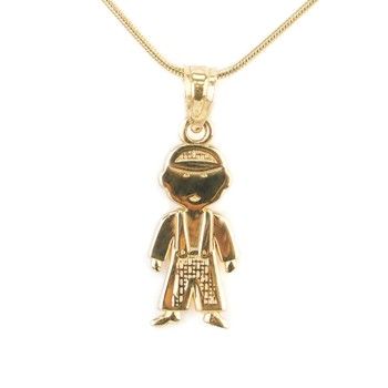 14K Yellow Gold Boy Pendant.